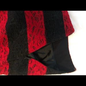 Red and blue pencil skirt